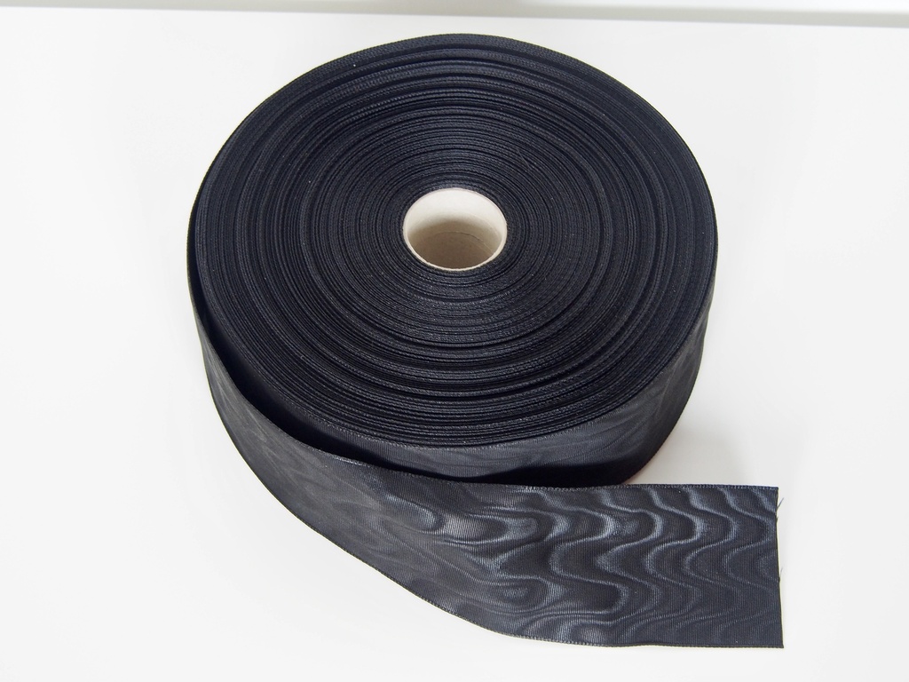 Ruban noir moiré de 75 mm, prix au mètre